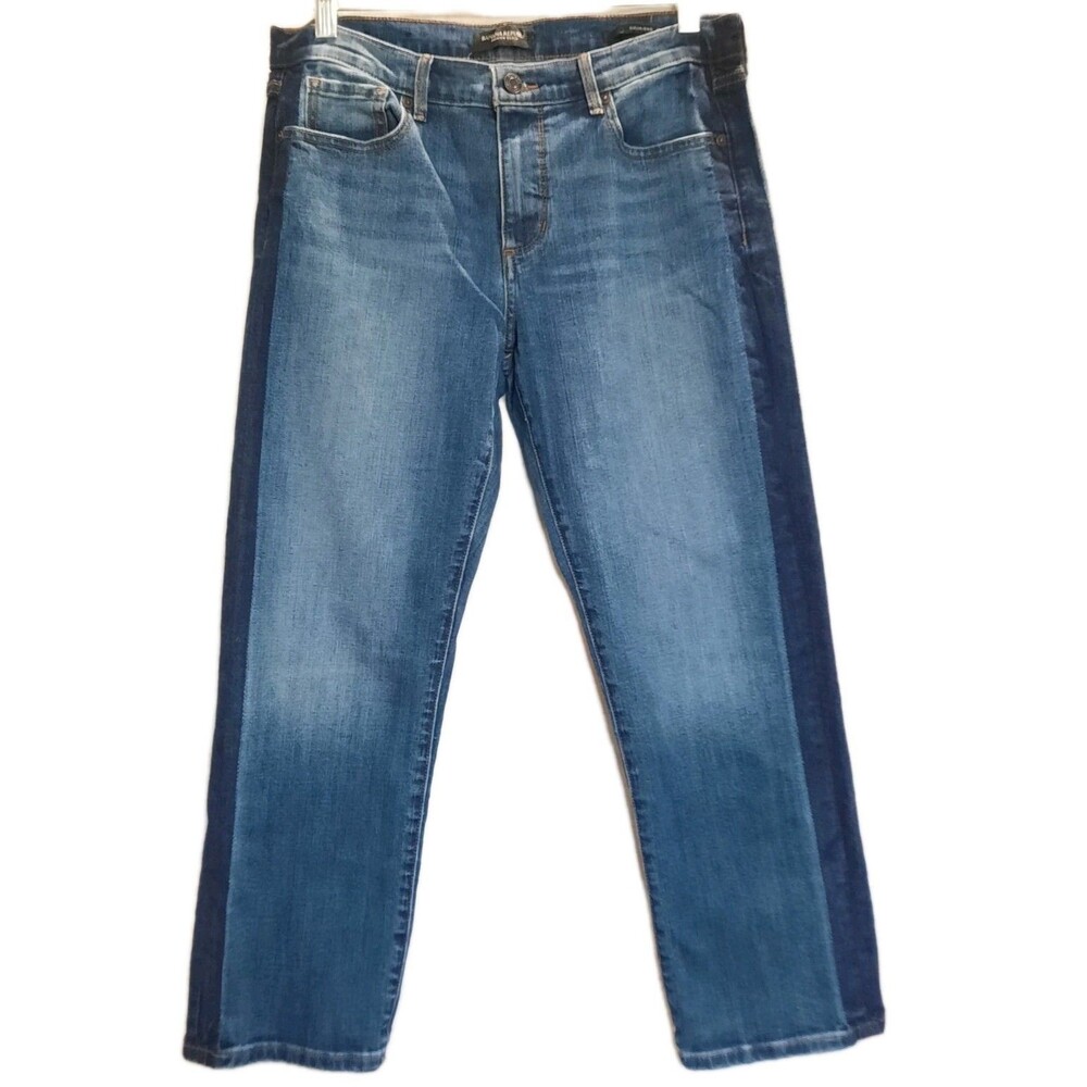 BANANA REPUBLIC Two Tone Tuxedo Stripe Girlfriend Cropped Straight Leg Jeans 29